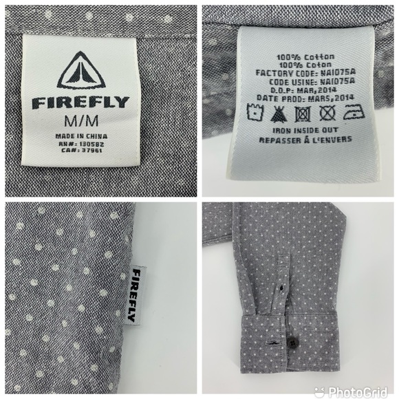 Firefly Polka Dot Flannel Button Down Shirt, Med - Picture 16 of 16